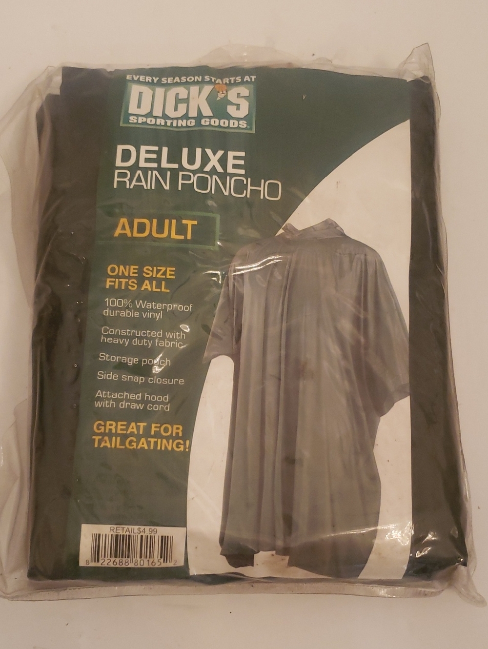 Dick's Sporting Goods Deluxe Raincoat Poncho Green New Vintage